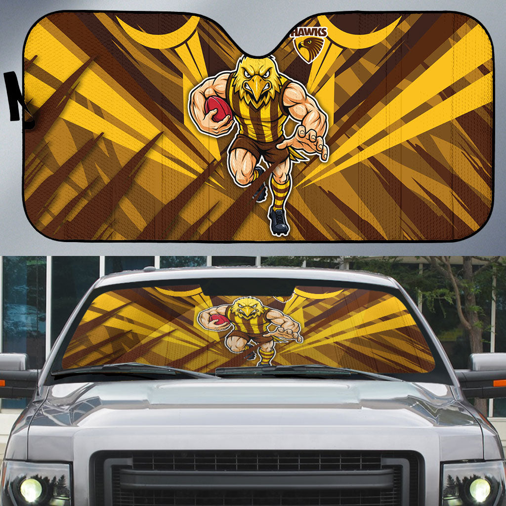 Hawthorn Hawks Australian Football Auto Sun Shade Fierce Bird Mascot - Bold Team Colors