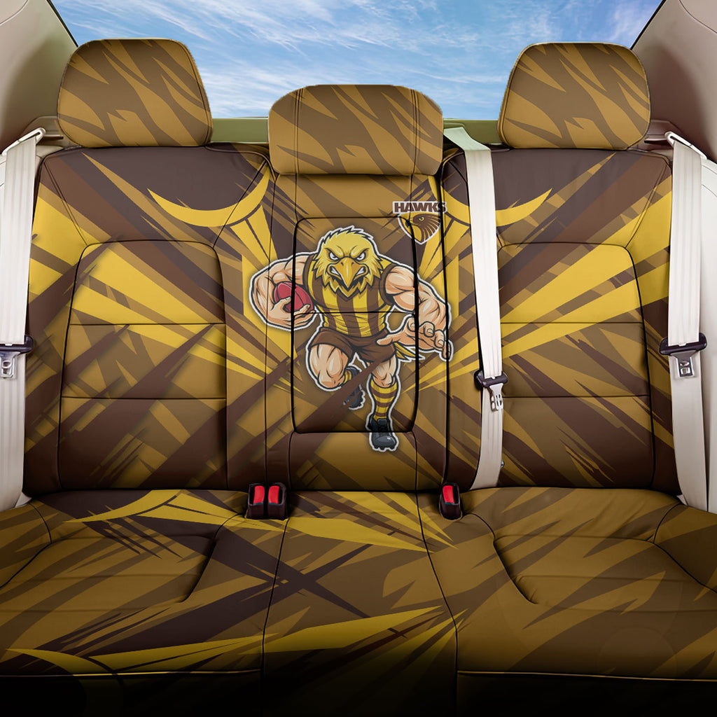 Hawthorn Hawks Australian Football Back Car Seat Cover Fierce Bird Mascot - Bold Team Colors