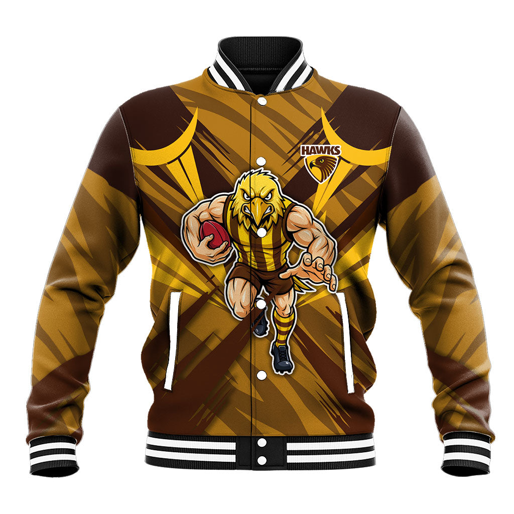 Hawthorn Hawks Australian Football Baseball Jacket Fierce Bird Mascot - Bold Team Colors