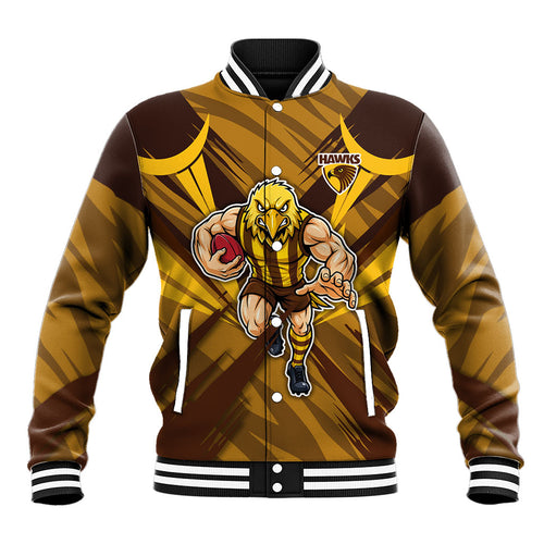 Hawthorn Hawks Australian Football Baseball Jacket Fierce Bird Mascot - Bold Team Colors
