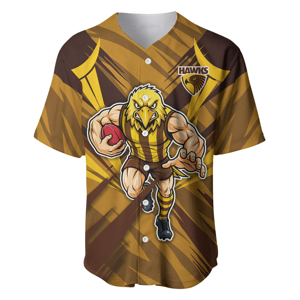 Hawthorn Hawks Australian Football Baseball Jersey Fierce Bird Mascot - Bold Team Colors