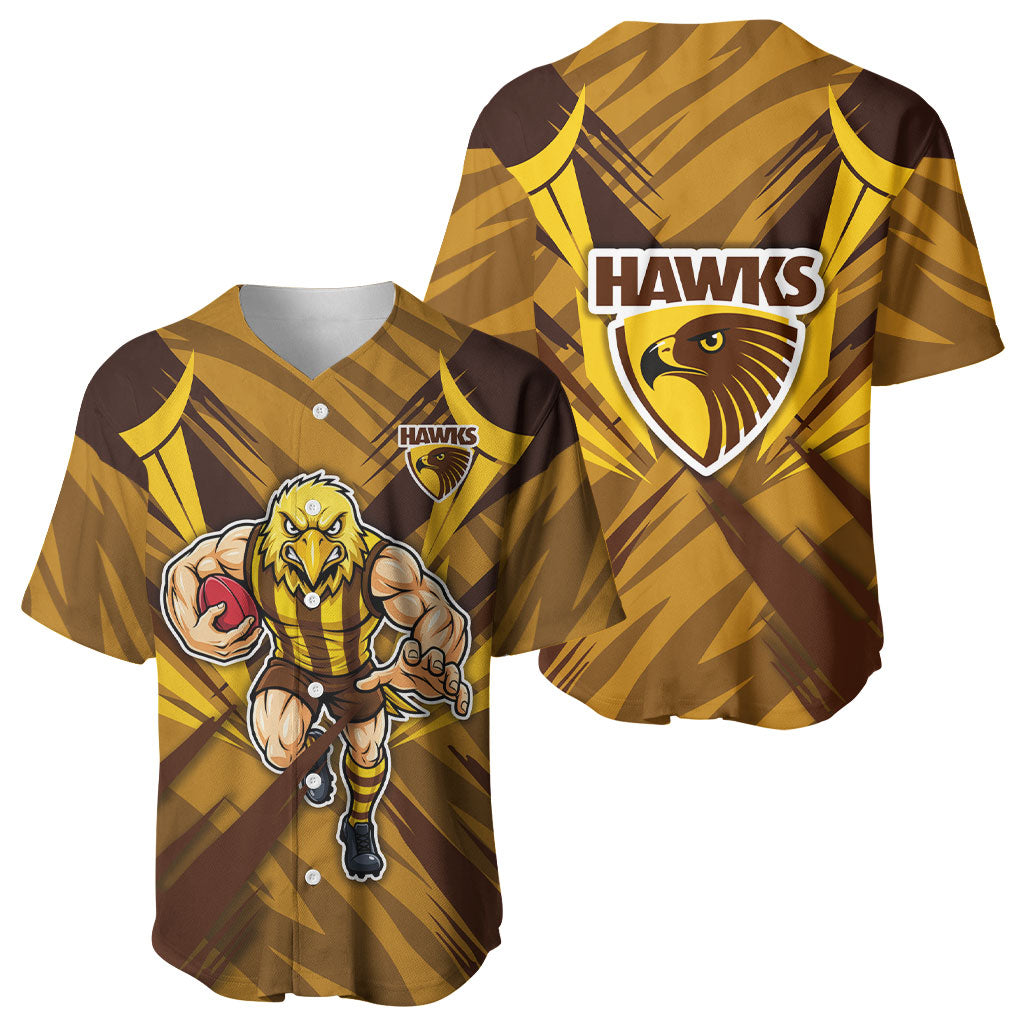 Hawthorn Hawks Australian Football Baseball Jersey Fierce Bird Mascot - Bold Team Colors