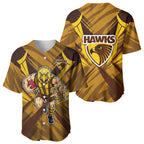 Hawthorn Hawks Australian Football Baseball Jersey Fierce Bird Mascot - Bold Team Colors
