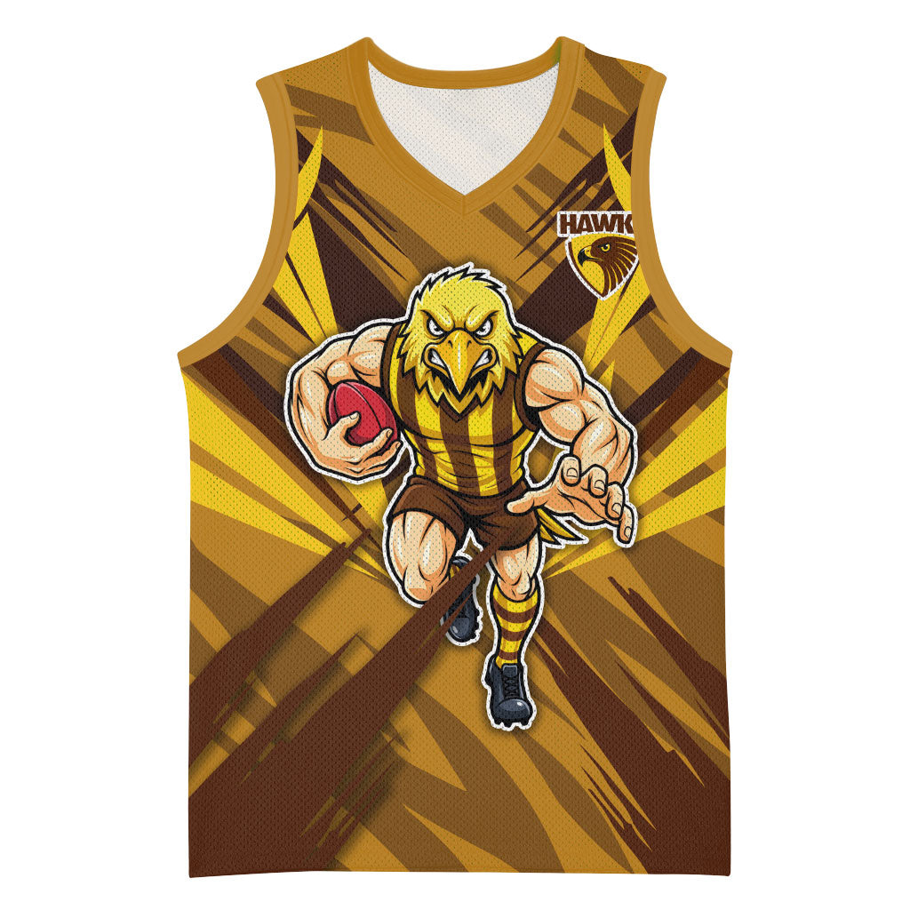 Hawthorn Hawks Australian Football Basketball Jersey Fierce Bird Mascot - Bold Team Colors