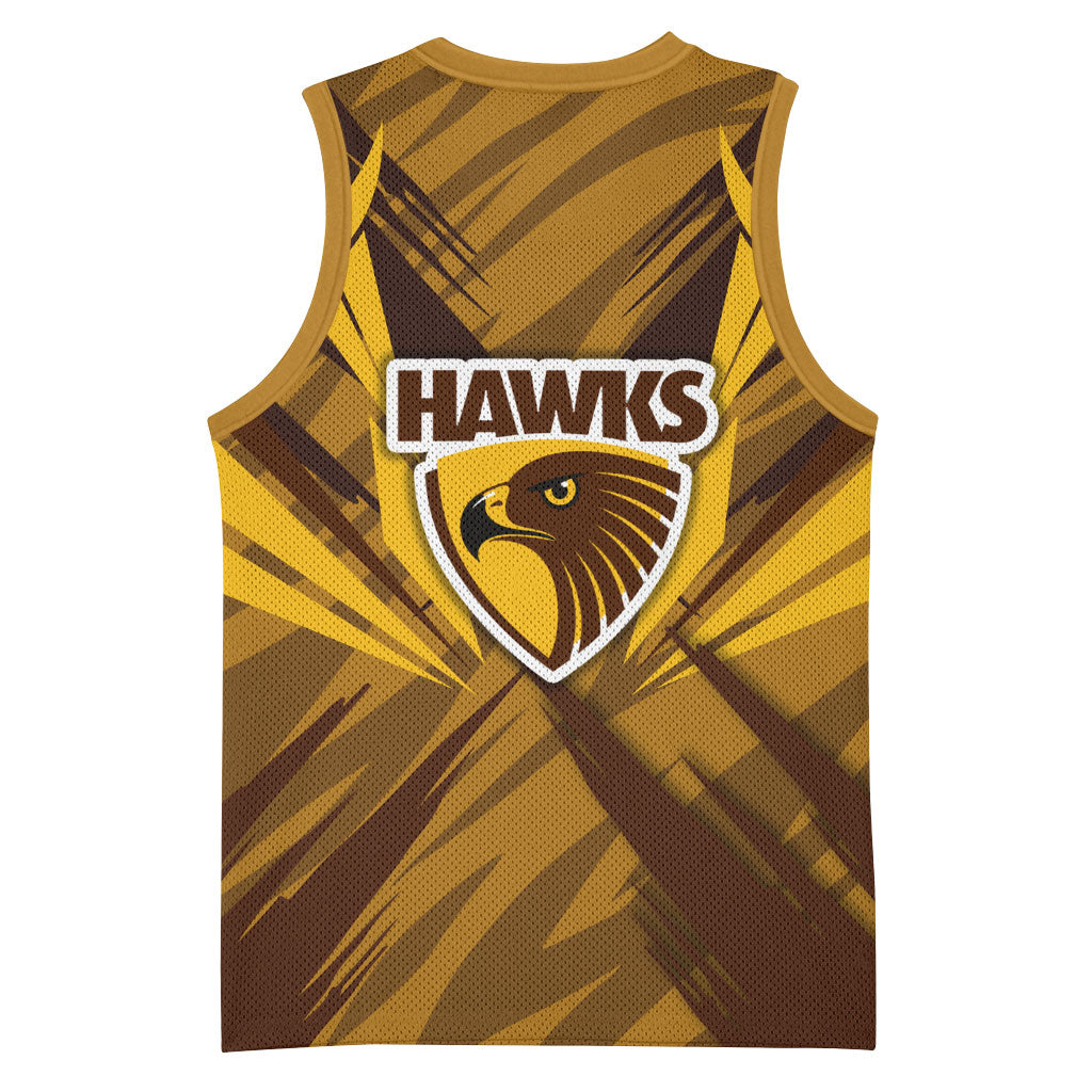 Hawthorn Hawks Australian Football Basketball Jersey Fierce Bird Mascot - Bold Team Colors