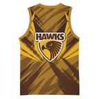 Hawthorn Hawks Australian Football Basketball Jersey Fierce Bird Mascot - Bold Team Colors