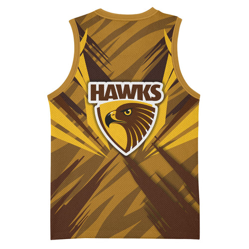 Hawthorn Hawks Australian Football Basketball Jersey Fierce Bird Mascot - Bold Team Colors