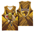 Hawthorn Hawks Australian Football Basketball Jersey Fierce Bird Mascot - Bold Team Colors
