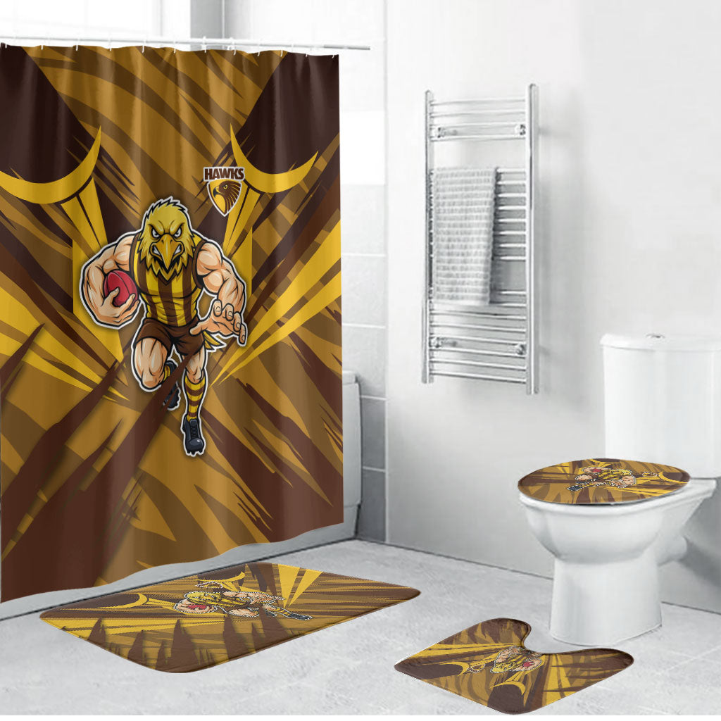 Hawthorn Hawks Australian Football Bathroom Set Fierce Bird Mascot - Bold Team Colors