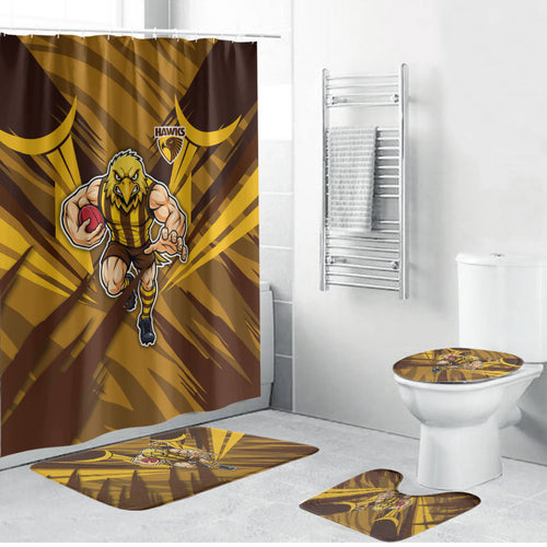 Hawthorn Hawks Australian Football Bathroom Set Fierce Bird Mascot - Bold Team Colors