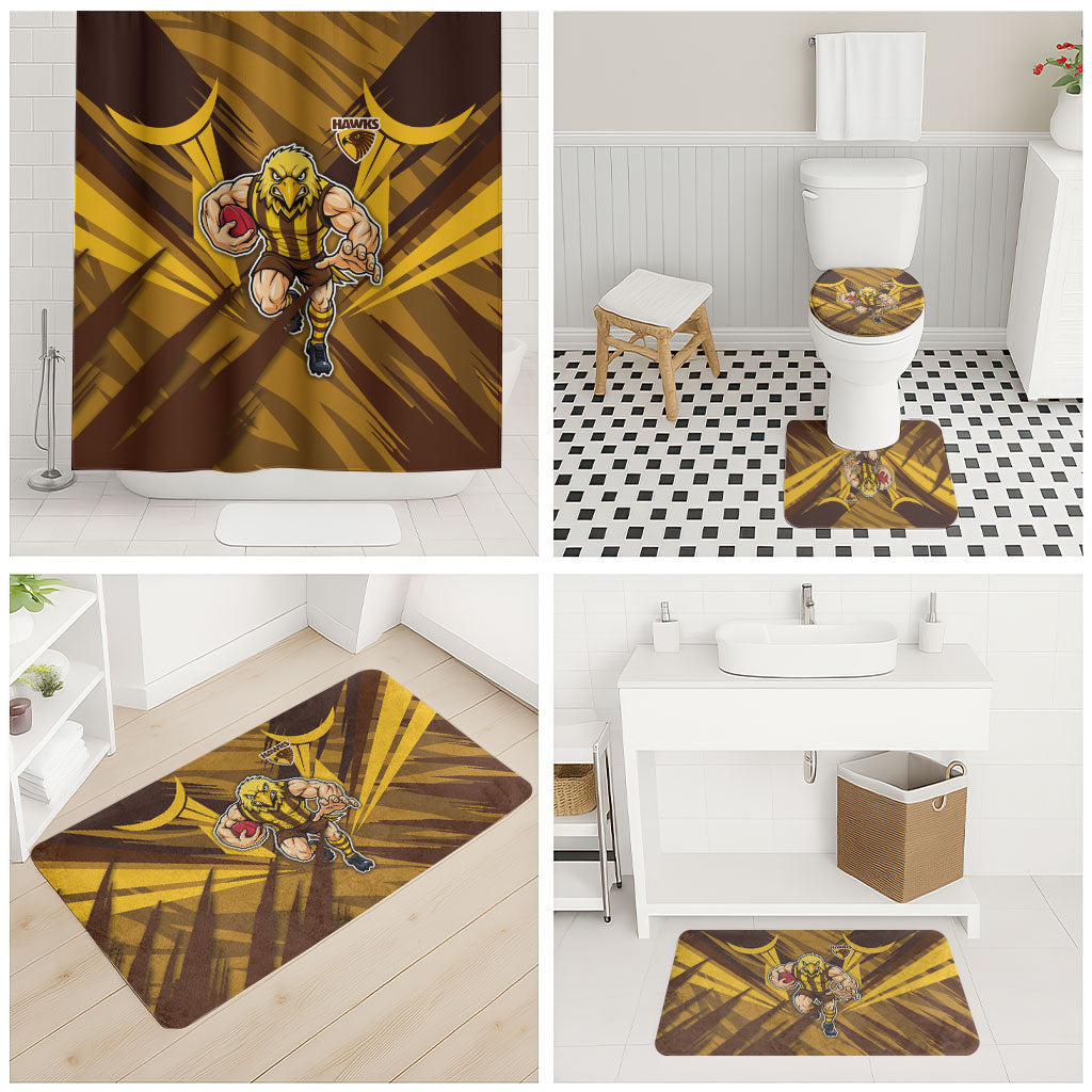 Hawthorn Hawks Australian Football Bathroom Set Fierce Bird Mascot - Bold Team Colors
