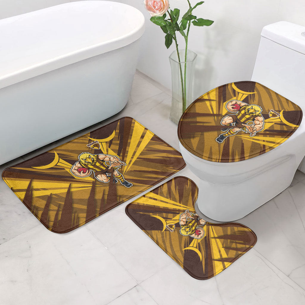 Hawthorn Hawks Australian Football Bathroom Set Fierce Bird Mascot - Bold Team Colors