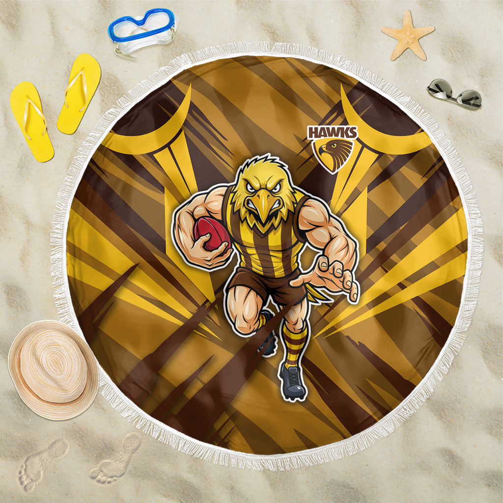 Hawthorn Hawks Australian Football Beach Blanket Fierce Bird Mascot - Bold Team Colors