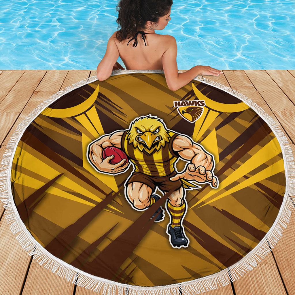 Hawthorn Hawks Australian Football Beach Blanket Fierce Bird Mascot - Bold Team Colors