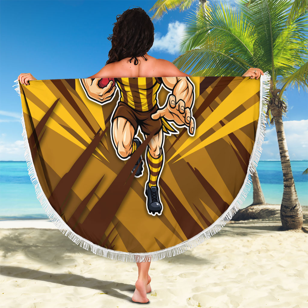 Hawthorn Hawks Australian Football Beach Blanket Fierce Bird Mascot - Bold Team Colors