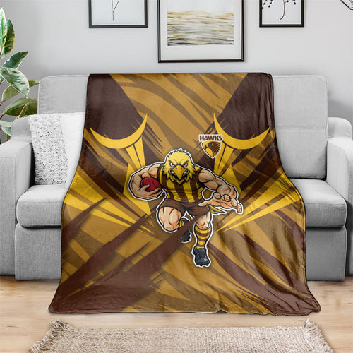 Hawthorn Hawks Australian Football Blanket Fierce Bird Mascot - Bold Team Colors