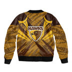 Hawthorn Hawks Australian Football Bomber Jacket Fierce Bird Mascot - Bold Team Colors