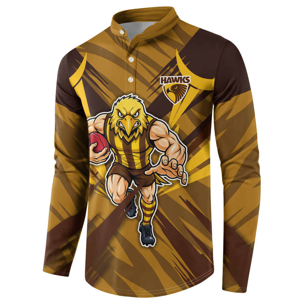 Hawthorn Hawks Australian Football Button Sweatshirt Fierce Bird Mascot - Bold Team Colors