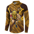 Hawthorn Hawks Australian Football Button Sweatshirt Fierce Bird Mascot - Bold Team Colors