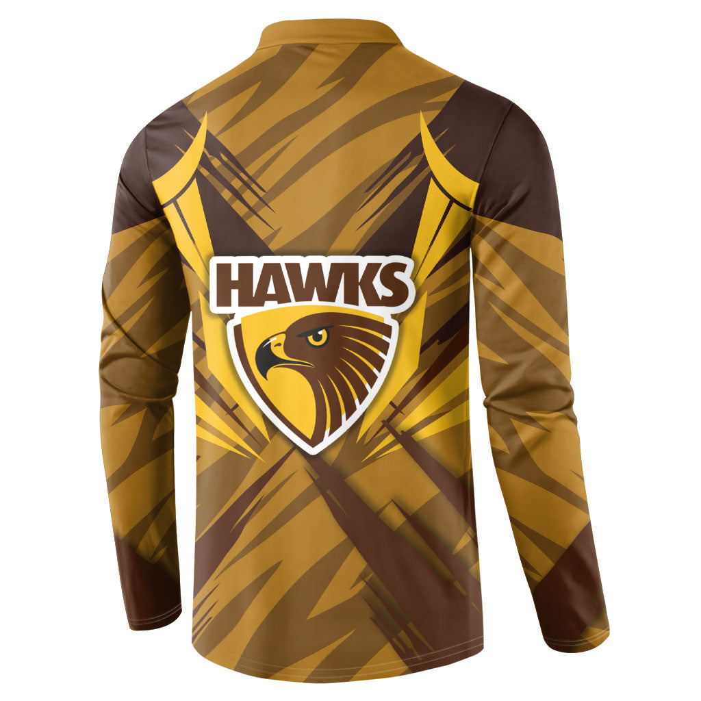 Hawthorn Hawks Australian Football Button Sweatshirt Fierce Bird Mascot - Bold Team Colors