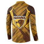Hawthorn Hawks Australian Football Button Sweatshirt Fierce Bird Mascot - Bold Team Colors