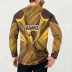 Hawthorn Hawks Australian Football Button Sweatshirt Fierce Bird Mascot - Bold Team Colors