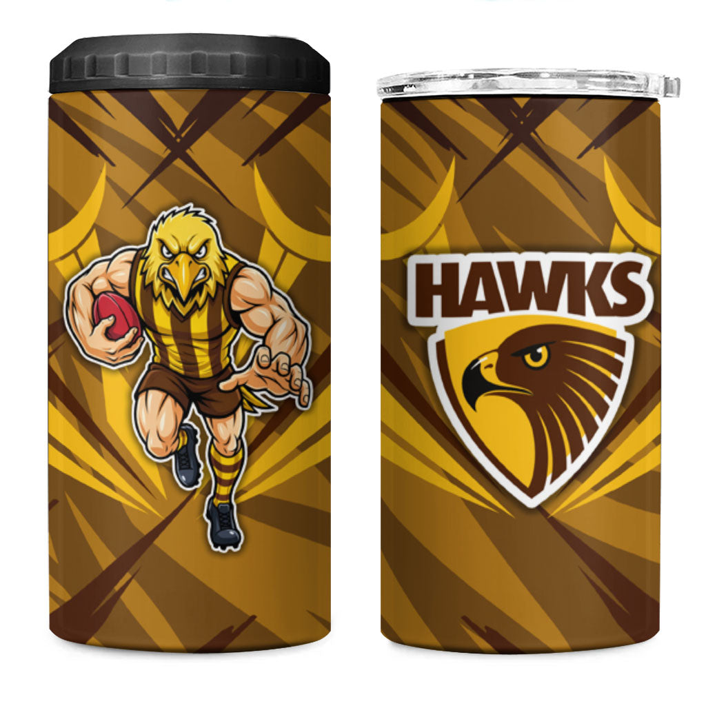 Hawthorn Hawks Australian Football 4 in 1 Can Cooler Tumbler Fierce Bird Mascot - Bold Team Colors
