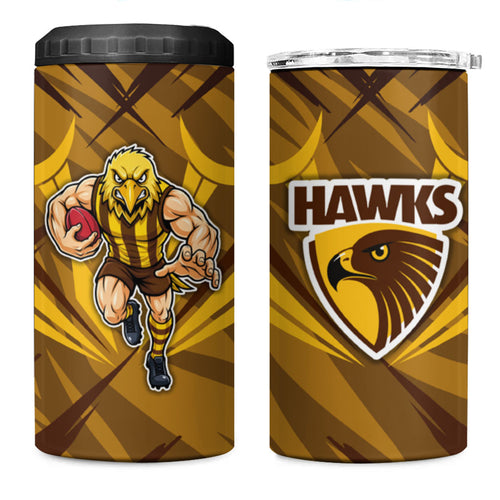 Hawthorn Hawks Australian Football 4 in 1 Can Cooler Tumbler Fierce Bird Mascot - Bold Team Colors