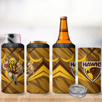 Hawthorn Hawks Australian Football 4 in 1 Can Cooler Tumbler Fierce Bird Mascot - Bold Team Colors
