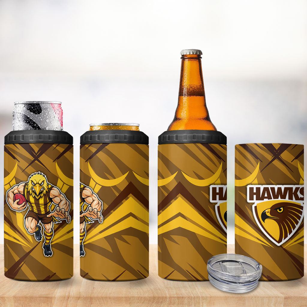 Hawthorn Hawks Australian Football 4 in 1 Can Cooler Tumbler Fierce Bird Mascot - Bold Team Colors