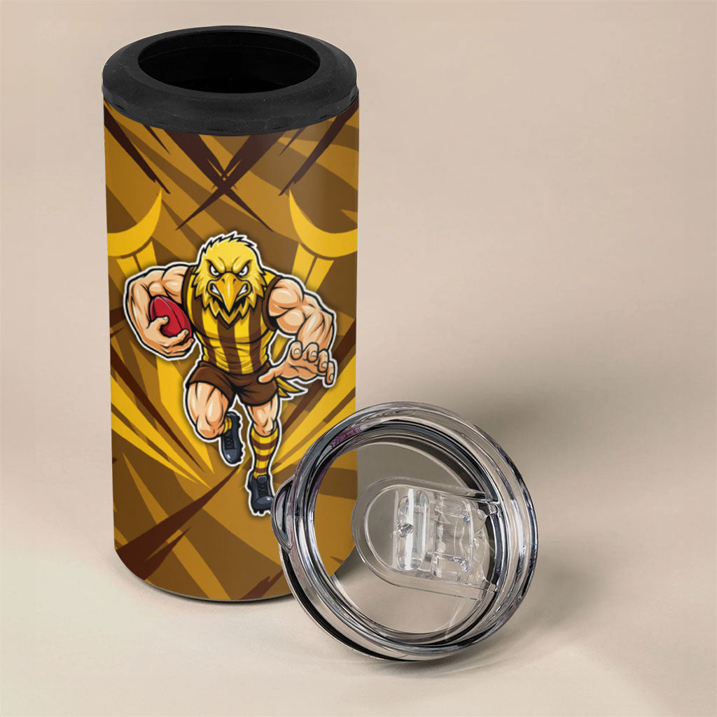 Hawthorn Hawks Australian Football 4 in 1 Can Cooler Tumbler Fierce Bird Mascot - Bold Team Colors