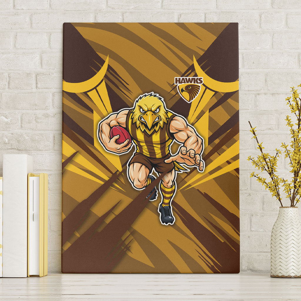 Hawthorn Hawks Australian Football Canvas Wall Art Fierce Bird Mascot - Bold Team Colors