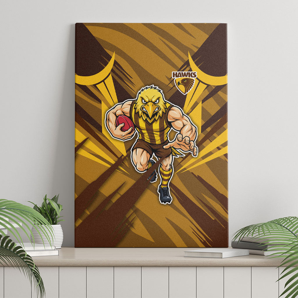 Hawthorn Hawks Australian Football Canvas Wall Art Fierce Bird Mascot - Bold Team Colors