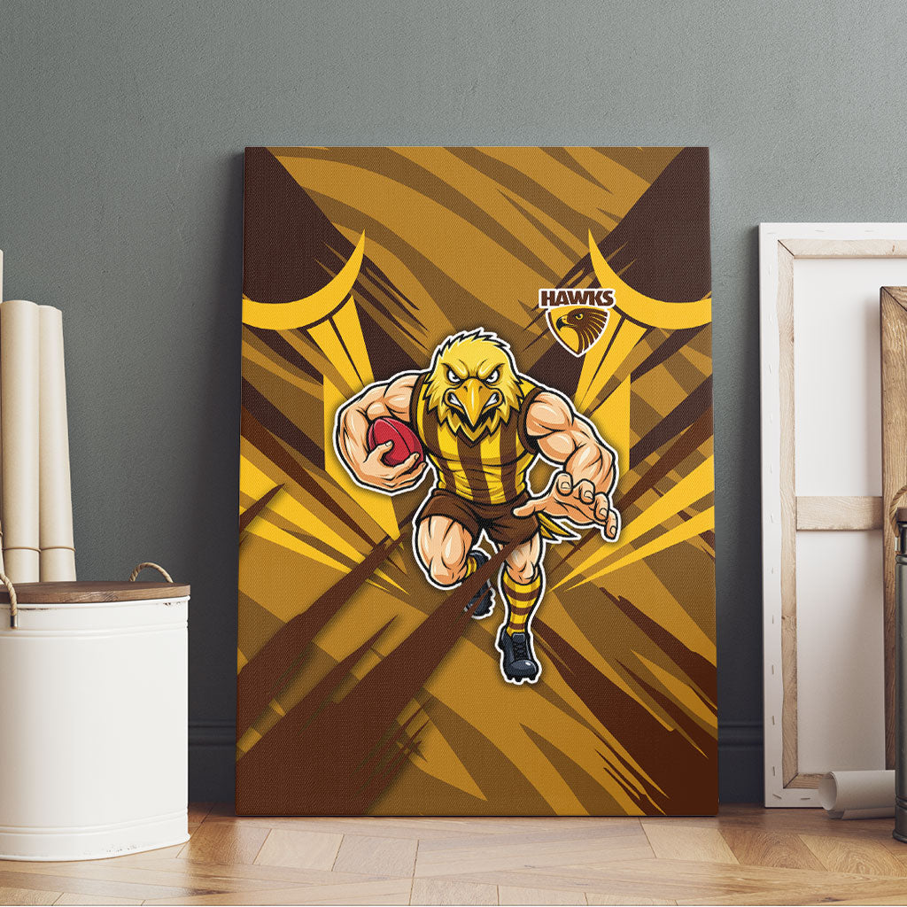 Hawthorn Hawks Australian Football Canvas Wall Art Fierce Bird Mascot - Bold Team Colors