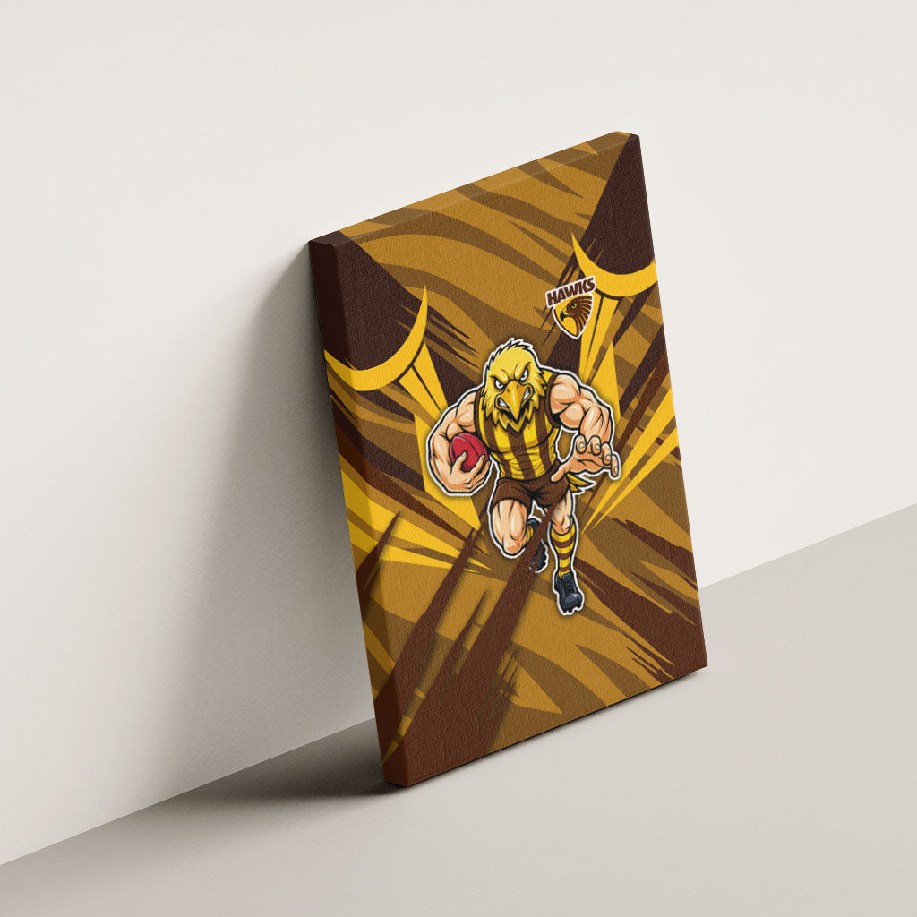 Hawthorn Hawks Australian Football Canvas Wall Art Fierce Bird Mascot - Bold Team Colors