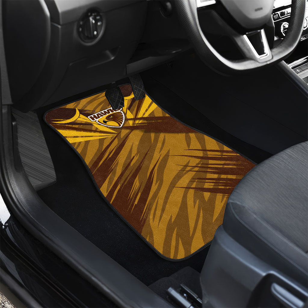 Hawthorn Hawks Australian Football Car Mats Fierce Bird Mascot - Bold Team Colors