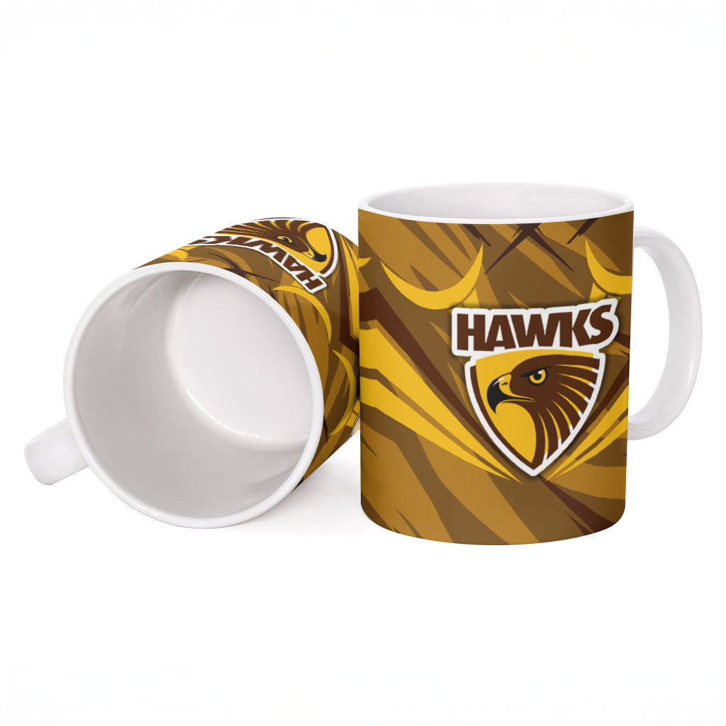 Hawthorn Hawks Australian Football Ceramic Mug Fierce Bird Mascot - Bold Team Colors