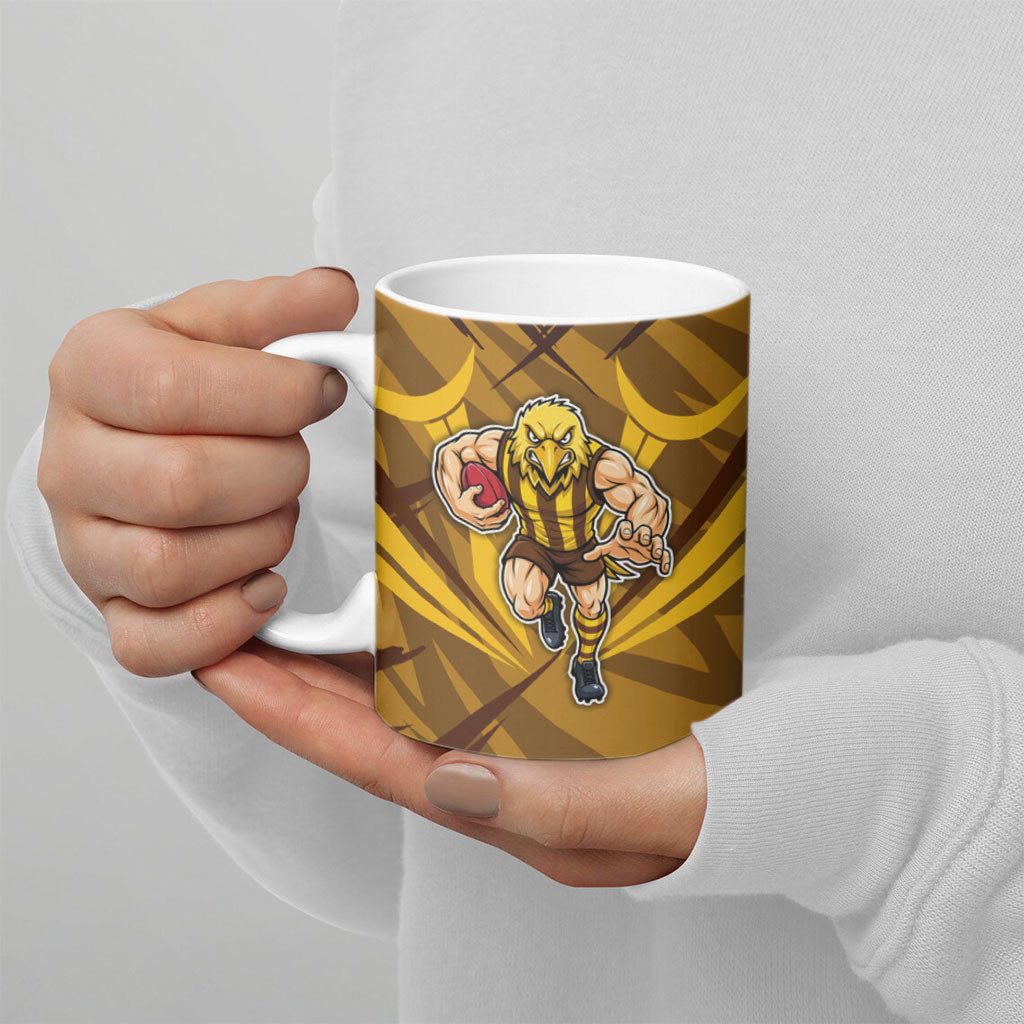 Hawthorn Hawks Australian Football Ceramic Mug Fierce Bird Mascot - Bold Team Colors