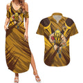 Hawthorn Hawks Australian Football Couples Matching Summer Maxi Dress and Hawaiian Shirt Fierce Bird Mascot - Bold Team Colors