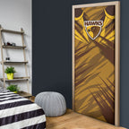 Hawthorn Hawks Australian Football Door Cover Fierce Bird Mascot - Bold Team Colors