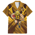 Hawthorn Hawks Australian Football Family Matching Long Sleeve Bodycon Dress and Hawaiian Shirt Fierce Bird Mascot - Bold Team Colors