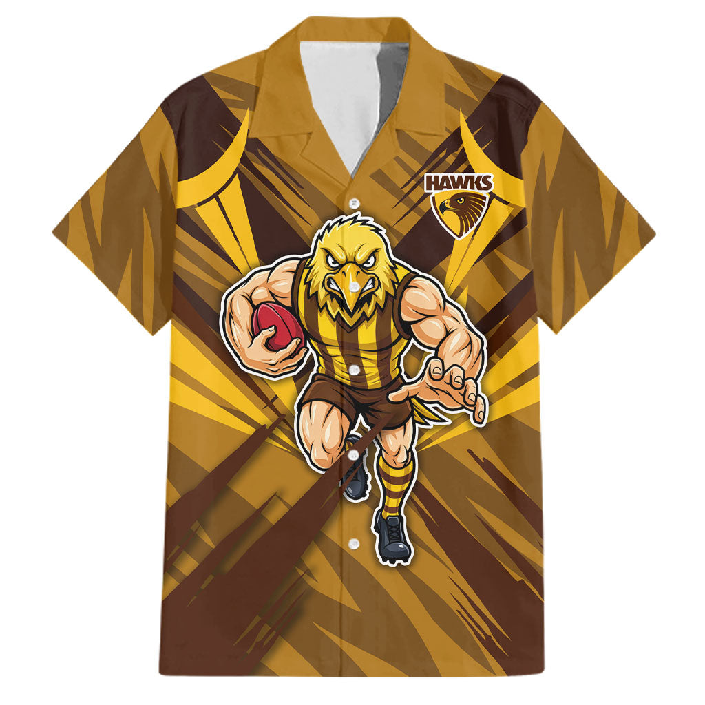 Hawthorn Hawks Australian Football Family Matching Mermaid Dress and Hawaiian Shirt Fierce Bird Mascot - Bold Team Colors
