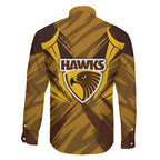 Hawthorn Hawks Australian Football Family Matching Mermaid Dress and Hawaiian Shirt Fierce Bird Mascot - Bold Team Colors