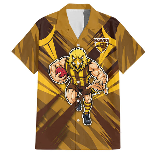 Hawthorn Hawks Australian Football Family Matching Puletasi and Hawaiian Shirt Fierce Bird Mascot - Bold Team Colors