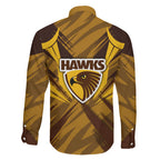 Hawthorn Hawks Australian Football Family Matching Puletasi and Hawaiian Shirt Fierce Bird Mascot - Bold Team Colors