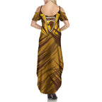 Hawthorn Hawks Australian Football Family Matching Summer Maxi Dress and Hawaiian Shirt Fierce Bird Mascot - Bold Team Colors