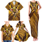 Hawthorn Hawks Australian Football Family Matching Tank Maxi Dress and Hawaiian Shirt Fierce Bird Mascot - Bold Team Colors