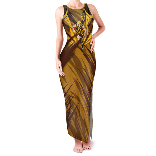 Hawthorn Hawks Australian Football Family Matching Tank Maxi Dress and Hawaiian Shirt Fierce Bird Mascot - Bold Team Colors