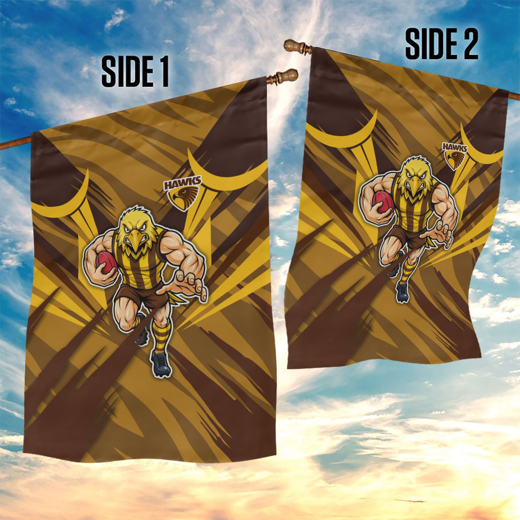 Hawthorn Hawks Australian Football Garden Flag Fierce Bird Mascot - Bold Team Colors