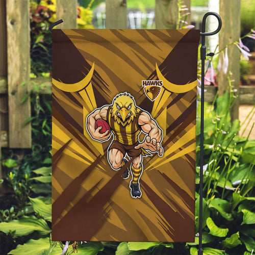 Hawthorn Hawks Australian Football Garden Flag Fierce Bird Mascot - Bold Team Colors